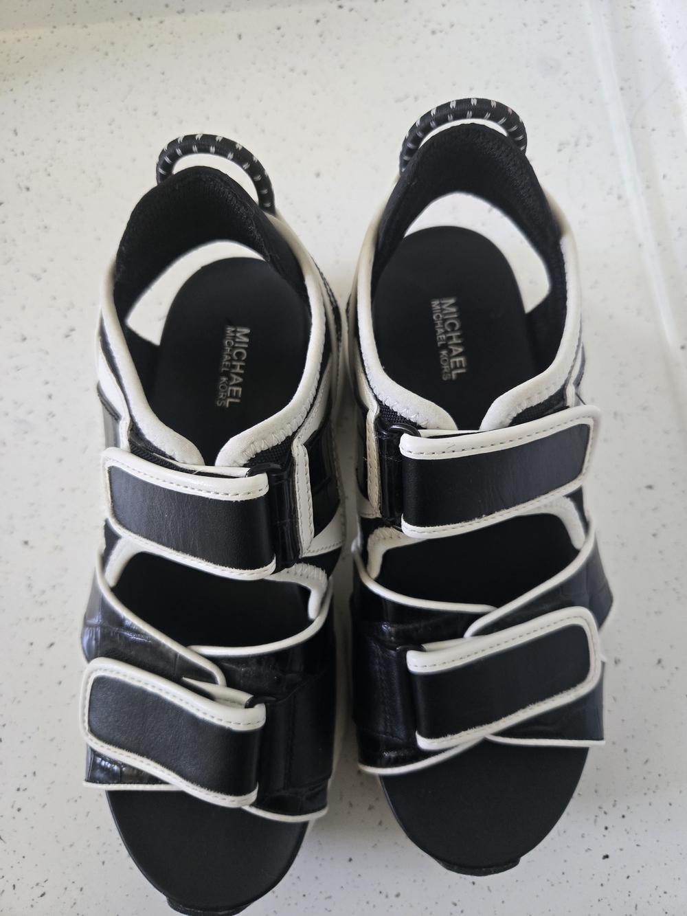 Michael Kors Kids Black and White Velcro Sandals